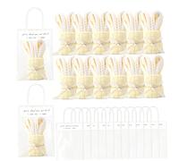 Lot de 12 serviettes en polaire corail pour fête prénatale avec sac cadeau pour invités, 25, 4 x 50, 8 cm, décorations de fête sur le thème du lapin, doux et câlin, jaune