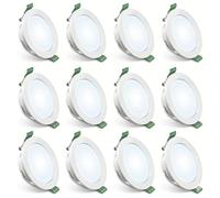 Lot de 12 Spot LED Encastrable Extra Plat 4W 339LM, Lumière Blanc Froid 6000K, Plafonnier Encastré Rond en Plastique pour Plafond, Salle de Bain, Cuisine, Couloir, 230V, Non Dimmable