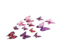 Lot de 12 stickers muraux 3D en vinyle double couche en forme de papillon pour chambre à coucher, salon et décoration de mariage Violet 6 à 12 cm