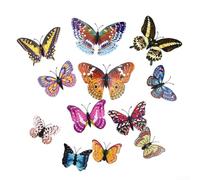 Lot de 12 stickers muraux 3D papillons lumineux avec double couche - Brille dans le noir - Pour décoration murale, chambre, miroir, armoire