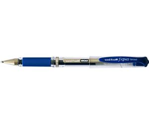 Lot de 12 Stylo à bille pointe large encre gel bleue corps avec grip +capuchon UNI MITSUBISHI UNI BALL SIGNO BROAD