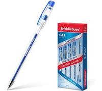 LOT de 12 Stylo gel Erichkrause G-Point - Pointe aiguille 0,38 mm - Encre gel à séchage rapide - Corps transparent - Couleur bleue G
