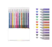 Lot de 12 Stylo Gel Paillette, Feutres de Coloriage Glitter, Stylos à Encre Gel Pailletée, 12 Couleurs Stylos à Bille à Encre Gel Pointe 1,0 Mm pour Livres, Croquis et Travaux Manuels (12 Couleurs)