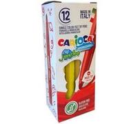 LOT de 12 Stylo marqueur Carioca Jumbo - Corps Maxi Octogonal - Encre Super Lavable - Pointe Verrouillée Maxi 6mm - Capuchon Ventilé - Couleur Jaune G