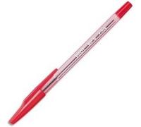 Lot de 12 Stylos à bille rechargeable pointe fine encre rouge corps plastique cristal avec capuchon BP-SF Rouge G