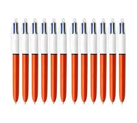 Lot De 12 Stylos Bille - 4 Couleurs - Pointe Fine - Corps Orange
