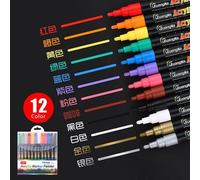 Lot De 12 Stylos Marqueurs De Peinture Acrylique, Pour Toile De Tissu, Peinture Artistique, Fabrication De Cartes, Métal Et Céramique, Verre