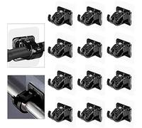Lot de 12 supports auto-adhésifs pour tringle à rideaux, crochets pour rideaux sans perçage, crochets pour rideaux (Noir)