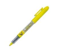 Lot de 12 Surligneur de poche pointe biseautée encre liquide coloris jaune PILOT V-LIGHT