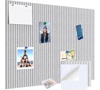 Lot de 12 tableaux en liège alternatifs pour mur, 90 x 120 cm, carreaux muraux en feutre autocollants pour la maison, l'école, le bureau, panneau d'affichage photo (gris clair)