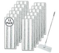 Lot de 12 tampons de nettoyage en microfibre compatibles avec JOYMOOP | Compatible avec les serpillères plates JOYMOOP et la plupart des serpillères plates de 33 x 12,7 cm, tampons de nettoyage en