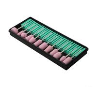Lot de 12 têtes de meulage en céramique avec tige de 2,35 mm pour mini outil rotatif, polissage, métal, bois, jade, verre, gravure et coupe des ongles, kit de couleur argent et rose (noir et vert)