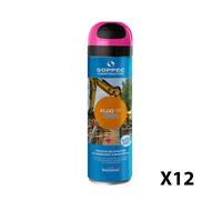 Lot de 12 Traceurs de chantier à l'eau très fluorescent FLUO TP HYDRO Cerise SOPPEC