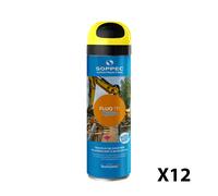 Lot de 12 Traceurs de chantier à l'eau très fluorescent FLUO TP HYDRO Jaune SOPPEC