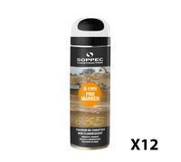 Lot de 12 Traceurs de chantier non fluorescent Pro Marker Blanc 650ml SOPPEC