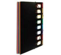 Lot de 12 trieurs RAINBOW 8 compartiments à soufflet en polypro 5/10, extérieur noir intérieur multicolore G