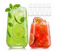 Lot de 12 verres Relaxdays, 450 ml et 550 ml, pour eau, jus et cocktails, compatibles lave-vaisselle, transparents