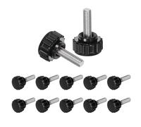 Lot de 12 Vis à Main Moletées M4 x 10mm en Acier au Carbone Noir, Bouton de Serrage pour Boîtier PC et Électronique, Boulon Tête Ronde pour Installation Facile sans Outils