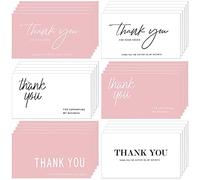 Lot de 120 cartes de remerciement pour les propriétaires de petites entreprises, magasins en ligne 8,9 x 5,1 cm (rose, blanc)