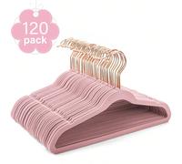 Lot de 120 cintres en velours de qualité supérieure pour enfants, ultra-fins, mignons, antidérapants, petits cintres en feutre, 35,6 cm, pour vêtements d'enfants, rose poudré Cintres ultra-fins en vel
