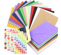 Lot de 120 mini enveloppes colorées - 10,2 x 7 cm - En papier coloré - 15 couleurs - Avec 4 feuilles d'autocollants - Pour anniversaires, mariages, fêtes