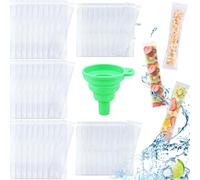 Lot de 120 sacs jetables en plastique pour sucettes glacées, bonbons, jus, yaourt, fruits, avec fermeture éclair et entonnoir en silicone pour sucettes glacées faites maison
