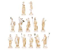 Lot de 13 grandes statues en albâtre doré Dieux olympiens du Mont Olympus Panthéon