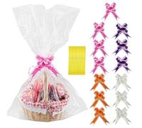 Lot de 13 grands sacs en cellophane transparent avec nœuds à tirer, pour paniers cadeaux, Pâques, Saint-Valentin, 20,5 x 70,1 cm