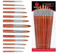 Lot de 13 pinceaux de Peinture Aquarelle - Pointe Ronde et Pointue - Poils en Nylon Doux Anti-Chute - Manche Long en Bois - pour Aquarelle, Acrylique, Encre, Gouache, Huile, température, Peinture par