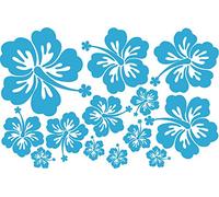 Lot de 13 stickers hibiscus couleur bleu clair