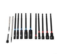 Lot de 13 tourne-écrous hexagonaux avec manchon d'extension de 150 mm et adaptateur pour réparation de machines de voiture et moto à l'aide de douilles en acier au chrome vanadium de 6 mm à 14 mm pour