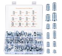 Lot de 130 écrous à visser M6 M8 M10 - Manchons filetés - Manchon d'insertion en métal avec bord de recouvrement - Douille filetée en bois à six pans creux