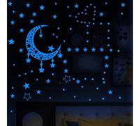 Lot de 136 stickers muraux phosphorescents avec lune et étoile pour décoration de chambre d'enfant et chambre d'enfant