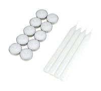 Lot de 14 Bougies Chauffe-Plat & Chandelier 20cm Blanc