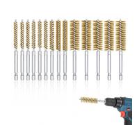 Lot de 14 brosses métalliques pour perceuse - 8-25 mm - En fil de laiton - Brosse tubulaire et brosse pour trou de perçage - Tige hexagonale - Pour visseuse sans fil