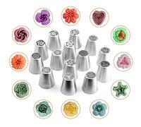 Lot de 14 douilles à douille en acier inoxydable, grandes douilles en forme de cœur et de rose for décoration de gâteaux, for crème au beurre, biscuits et cupcakes