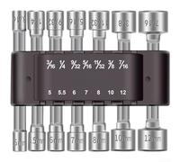 Lot de 14 douilles hexagonales en acier au chrome vanadium avec tige de 6,35 mm pour perceuses et clés à percussion, tailles métriques et impériales