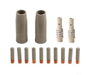 Lot de 14 embouts et buses de soudeur MIG pour 15AK revêtu, embouts en cuivre de 0,8 mm, buses et tubes pour équipement de soudage