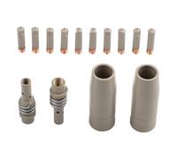 Lot de 14 embouts et buses de soudeur MIG, pour torche 15AK, embouts en cuivre rouge de 0,8 mm avec buses et tubes enduits, kit de consommables de soudage professionnels