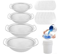 Lot de 14 passoires à mailles fines en acier inoxydable pour seau de 14 litres, résines, vernis, miel, quinoa, fournitures de nettoyage pour la maison, l'atelier, blanc