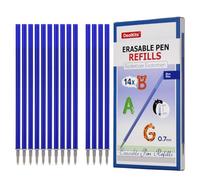 Lot de 14 recharges bleues pour stylo gel effaçable, Compatible avec Legami, Hauteur 13 cm/Pointe 0,7 mm - Encre thermosensible, facile à effacer