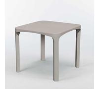 lot de 14 tables hautes carrées Grand Soleil Olè en poly rotin 80x80 cm - Beige