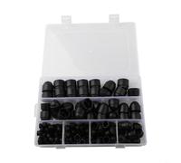 Lot de 145 cache-vis et écrous en plastique noir pour fixations de meubles - Tailles assorties - Capuchons hexagonaux d'étanchéité pour armoires, étagères, bricolage