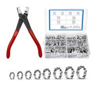 Lot de 145 colliers de serrage en acier inoxydable avec pince de serrage - 6-23,5 mm - 9 tailles - Pour conduites d'eau, sanitaires et automobiles