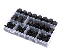 Lot de 145 têtes de boulon en nylon en 6 tailles de 4 mm à 12 mm Noir + caches hexagonaux blancs pour protéger les écrous de la rouille et de la poussière pour une utilisation générale sur machines