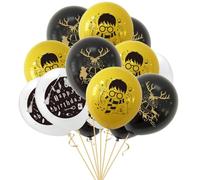 Lot de 15 ballons enchanteur en latex pour fête enchanteur - 30,5 cm - Noir/blanc/doré - Ballons de magicien pour décoration de fête d'anniversaire d'enfants Wizard Themed Party Decor