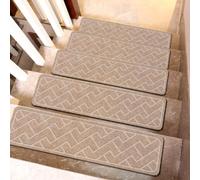 Lot de 15 bandes antidérapantes pour marches d'escalier en bois - Lavables - Pour enfants, animaux domestiques et personnes âgées - 20,3 x 76,2 cm - Marron camel - 76,2 x 20,2 cm
