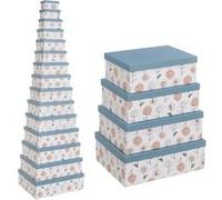 Lot de 15 boîte de rangement de différentes tailles,caisse de rangement avec couvercle en carton-tissu multicolore -JUANIO- Multicolore G