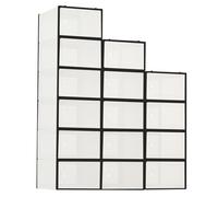 Lot de 15 boîtes à chaussures empilables, transparentes, pliables. Gain de place pour placard et intérieur maison-Noir