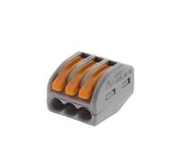 - Lot de 15 bornes automatiques à cliquet S222 - 3 entrées - fils rigides et souples 4mm² max - Orange